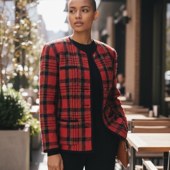 Emanuel Ungaro Jackets & Blazers - Vintage Emanuel Ungaro  Women's Wool Blend Plaid Blazer‎